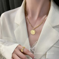 Shangjie collar OEM 40cm stainless steel beaded chain necklace women gold plated pendent necklace